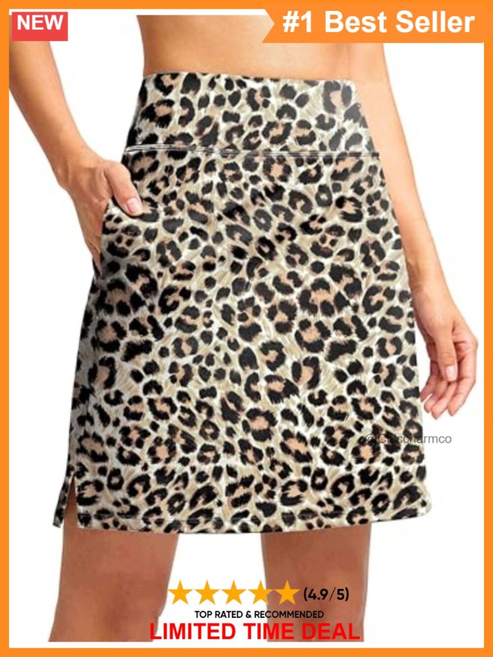 Stretchy High Waisted Skort with Pockets Golf Tennis Casual